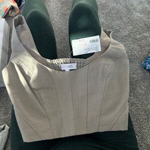 Intermix Tan cropped corset Top
